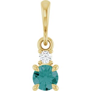 14K Yellow Gold Lab-Grown Alexandrite & .03 CT Natural Diamond Pendant