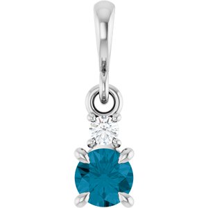 Sterling Silver Natural London Blue Topaz & .03 CT Natural Diamond Pendant