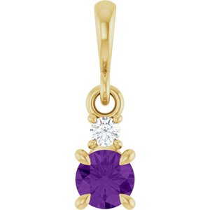 14K Yellow Gold Natural Amethyst & .03 CT Natural Diamond Pendant