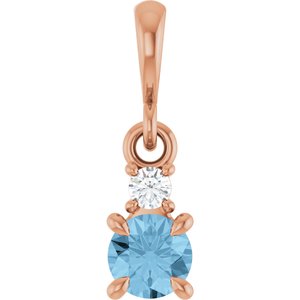 14K Rose Gold Natural Sky Blue Topaz & .03 CT Natural Diamond Pendant