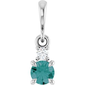 Platinum Lab-Grown Alexandrite & .03 CT Natural Diamond Pendant