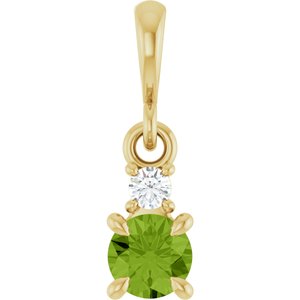 14K Yellow Gold Natural Peridot & .03 CT Natural Diamond Pendant