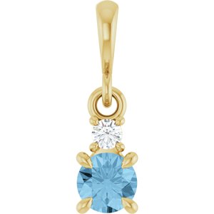 14K Yellow Gold Natural Sky Blue Topaz & .03 CT Natural Diamond Pendant