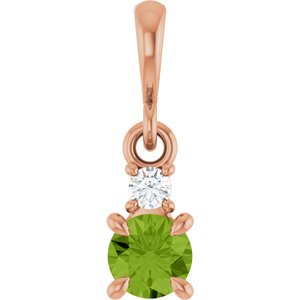 14K Rose Gold Natural Peridot & .03 CT Natural Diamond Pendant