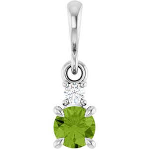 14K White Gold Natural Peridot & .03 CT Natural Diamond Pendant