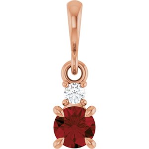 14K Rose Gold Natural Mozambique Garnet & .03 CT Natural Diamond Pendant
