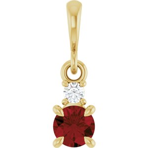 14K Yellow Gold Natural Mozambique Garnet & .03 CT Natural Diamond Pendant