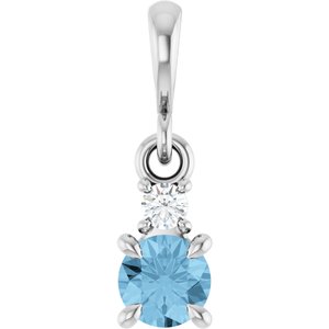 14K White Gold Natural Sky Blue Topaz & .03 CT Natural Diamond Pendant