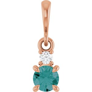 14K Rose Gold Lab-Grown Alexandrite & .03 CT Natural Diamond Pendant