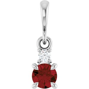 Sterling Silver Natural Mozambique Garnet & .03 CT Natural Diamond Pendant