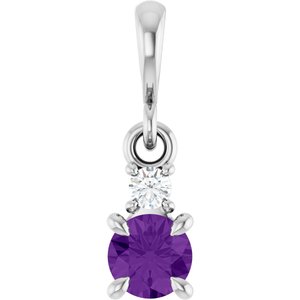 Platinum Natural Amethyst & .03 CT Natural Diamond Pendant