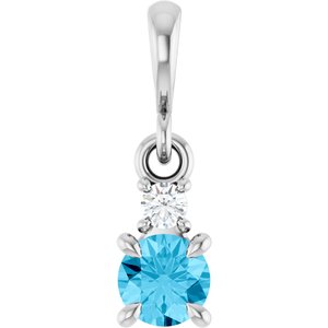 Platinum Natural Aquamarine & .03 CT Natural Diamond Pendant