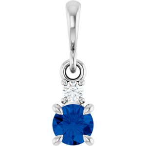Platinum Natural Blue Sapphire & .03 CT Natural Diamond Pendant