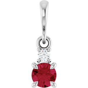14K White Gold Lab-Grown Ruby & .03 CT Natural Diamond Pendant