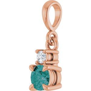 14K Rose Gold Lab-Grown Alexandrite & .03 CT Natural Diamond Pendant