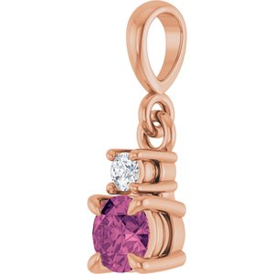 14K Rose Gold Natural Pink Tourmaline & .03 CT Natural Diamond Pendant