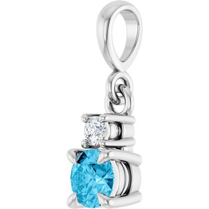 Platinum Natural Aquamarine & .03 CT Natural Diamond Pendant