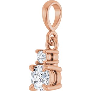 14K Rose Gold Lab-Grown Moissanite & .03 CT Natural Diamond Pendant