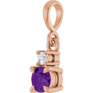 14K Rose Gold Natural Amethyst & .03 CT Natural Diamond Pendant