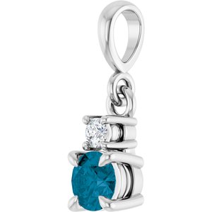 Sterling Silver Natural London Blue Topaz & .03 CT Natural Diamond Pendant