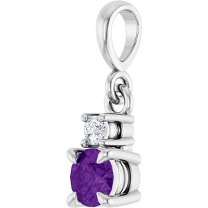 Sterling Silver Natural Amethyst & .03 CT Natural Diamond Pendant