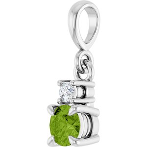 Sterling Silver Natural Peridot & .03 CT Natural Diamond Pendant