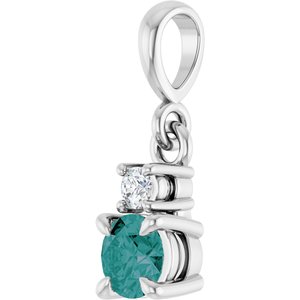 Sterling Silver Lab-Grown Alexandrite & .03 CT Natural Diamond Pendant