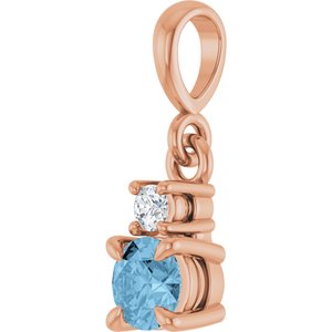 14K Rose Gold Natural Sky Blue Topaz & .03 CT Natural Diamond Pendant