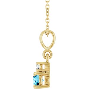 Natural Aquamarine And .03 Ct Natural Diamond Necklace