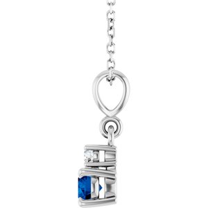 Sterling Silver Lab-Grown Blue Sapphire & .03 CT Natural Diamond 16-18" Necklace