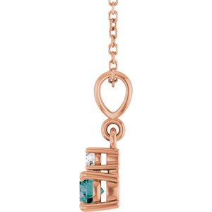 14K Rose Gold Lab-Grown Alexandrite & .03 CT Natural Diamond 16-18" Necklace