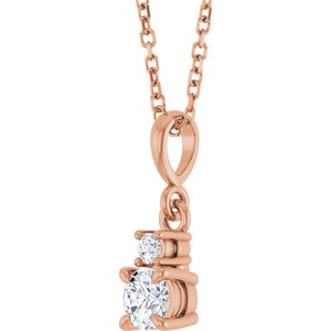 14K Rose Gold Lab-Grown Moissanite & .03 CT Natural Diamond 16-18" Necklace