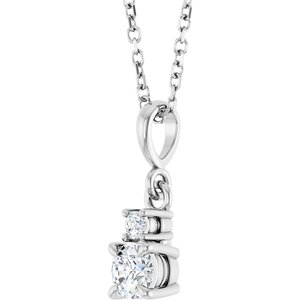 Platinum Lab-Grown Moissanite & .03 CT Natural Diamond 16-18" Necklace