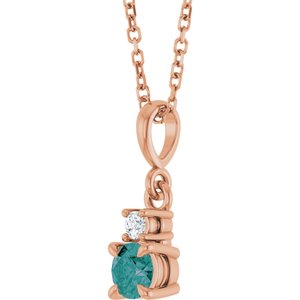 14K Rose Gold Lab-Grown Alexandrite & .03 CT Natural Diamond 16-18" Necklace