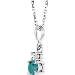Sterling Silver Lab-Grown Alexandrite & .03 CT Natural Diamond 16-18" Necklace