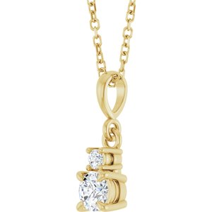 14K Yellow Gold Lab-Grown Moissanite & .03 CT Natural Diamond 16-18" Necklace