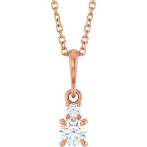 14K Rose Gold Lab-Grown Moissanite & .03 CT Natural Diamond 16-18" Necklace