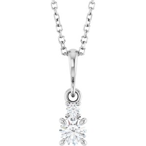 Platinum Lab-Grown Moissanite & .03 CT Natural Diamond 16-18" Necklace