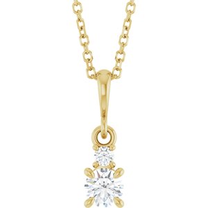 14K Yellow Gold Lab-Grown Moissanite & .03 CT Natural Diamond 16-18" Necklace