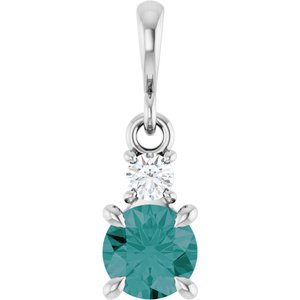 14K White Gold Lab-Grown Alexandrite & .06 CT Natural Diamond Pendant