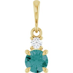 14K Yellow Gold Lab-Grown Alexandrite & .06 CT Natural Diamond Pendant