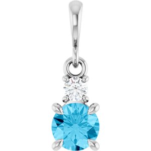 Sterling Silver Natural Aquamarine & .06 CT Natural Diamond Pendant