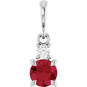 14K White Gold Natural Ruby & .06 CT Natural Diamond Pendant