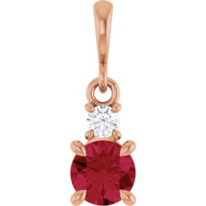 14K Rose Gold Lab-Grown Ruby & .06 CT Natural Diamond Pendant