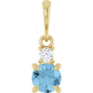 14K Yellow Gold Natural Sky Blue Topaz & .06 CT Natural Diamond Pendant