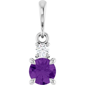 Platinum Natural Amethyst & .06 CT Natural Diamond Pendant
