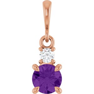 14K Rose Gold Natural Amethyst & .06 CT Natural Diamond Pendant