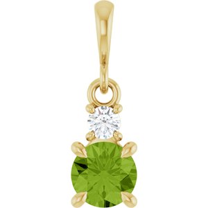 14K Yellow Gold Natural Peridot & .06 CT Natural Diamond Pendant