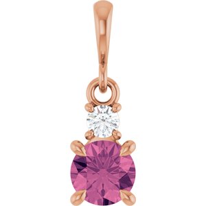 14K Rose Gold Natural Pink Tourmaline & .06 CT Natural Diamond Pendant