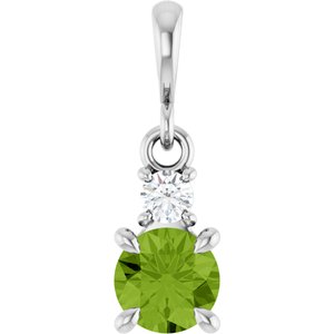 Sterling Silver Natural Peridot & .06 CT Natural Diamond Pendant